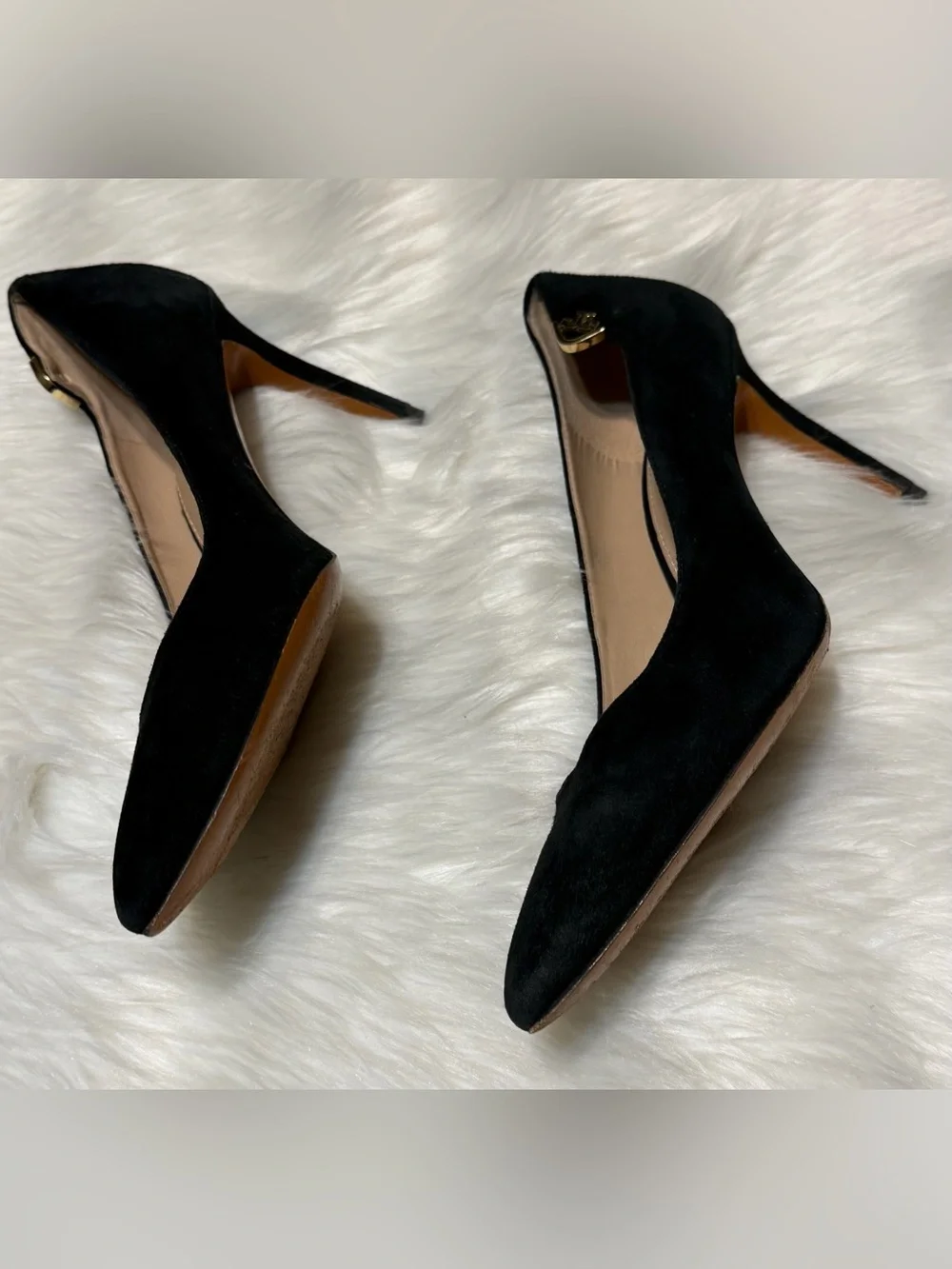 Tory Burch Elizabeth Black Suede Pointed Toe Stiletto Pumps